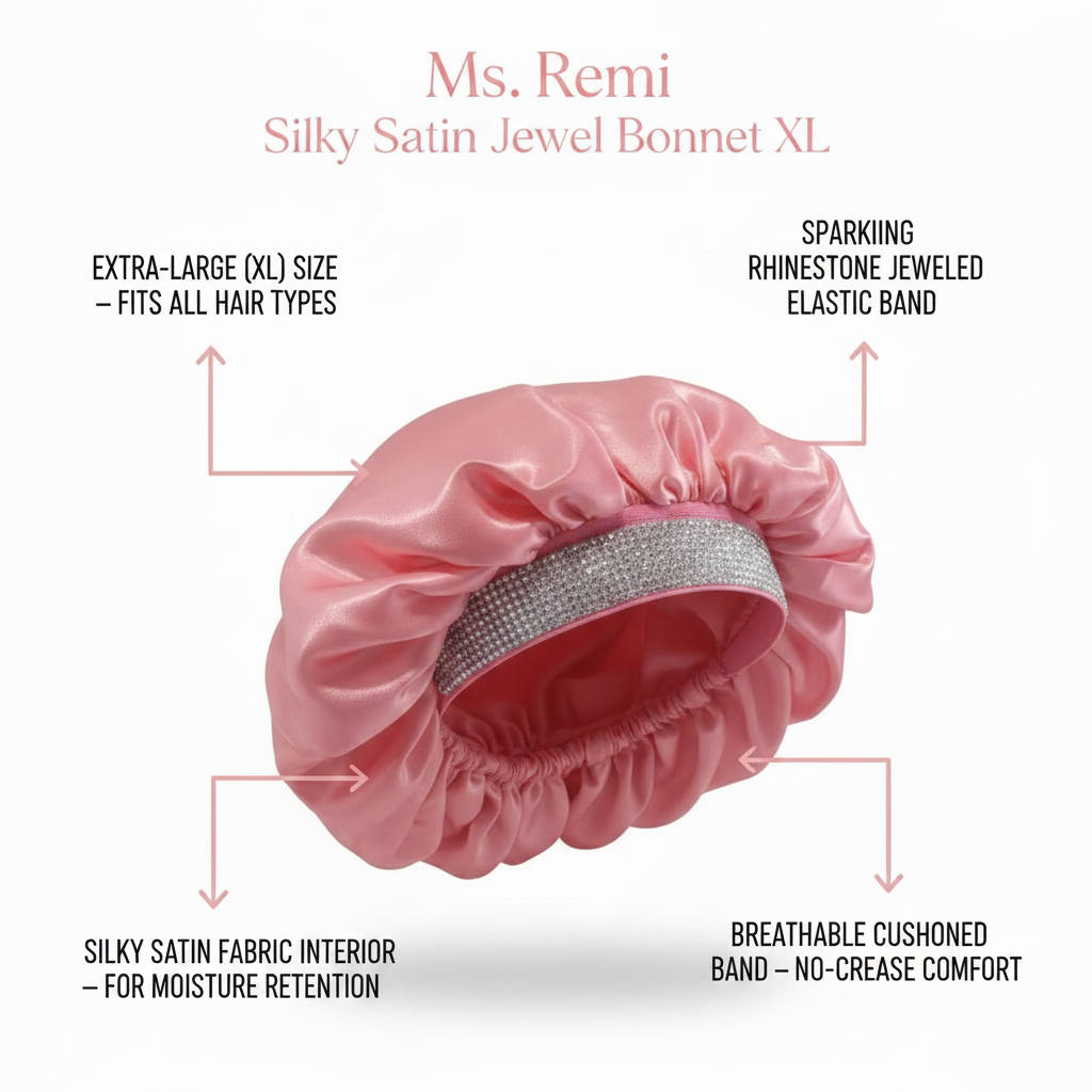 Ms. Remi Silky Satin Jewel Bonnet X-Large, 1 Count, Assorted Colors