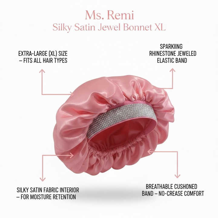 Ms. Remi Silky Satin Jewel Bonnet X-Large, 1 Count, Assorted Colors