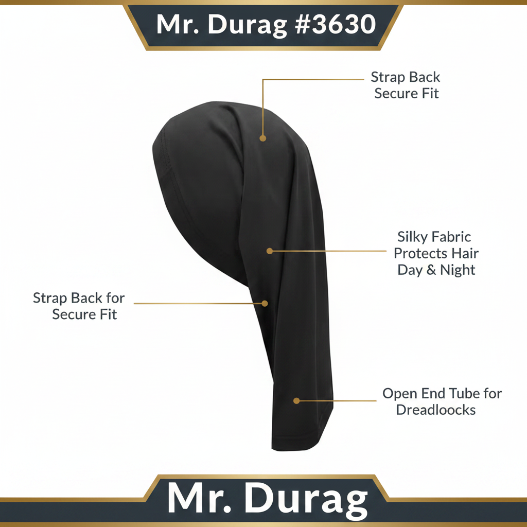 Mr. Durag Dreadlocks Tube With Strap, 1 Count, Black