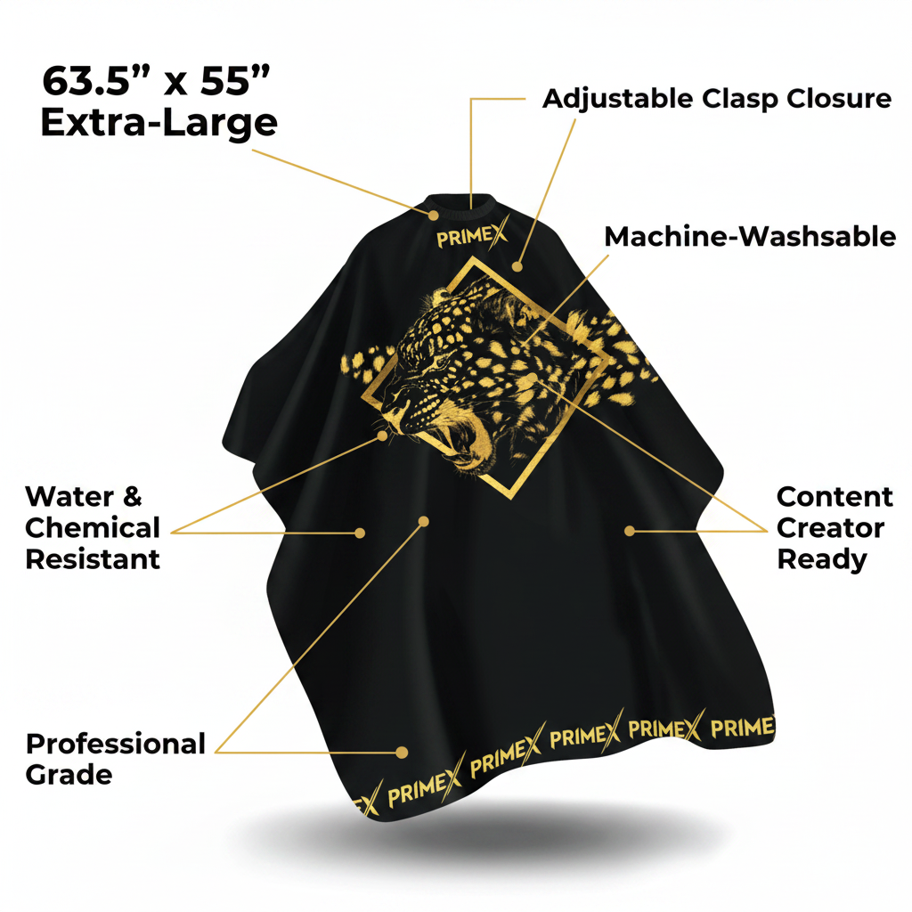 PrimeX Premium Professional Barber Cape, 1 Count, Jaguar