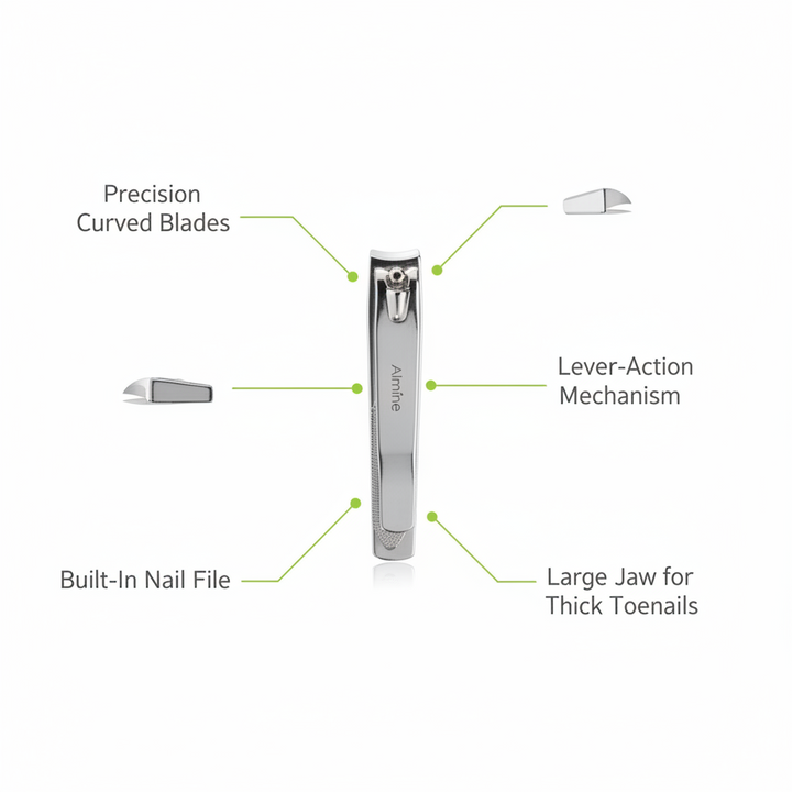 Almine Toenail Clipper with File Large, 1 Count, Silver