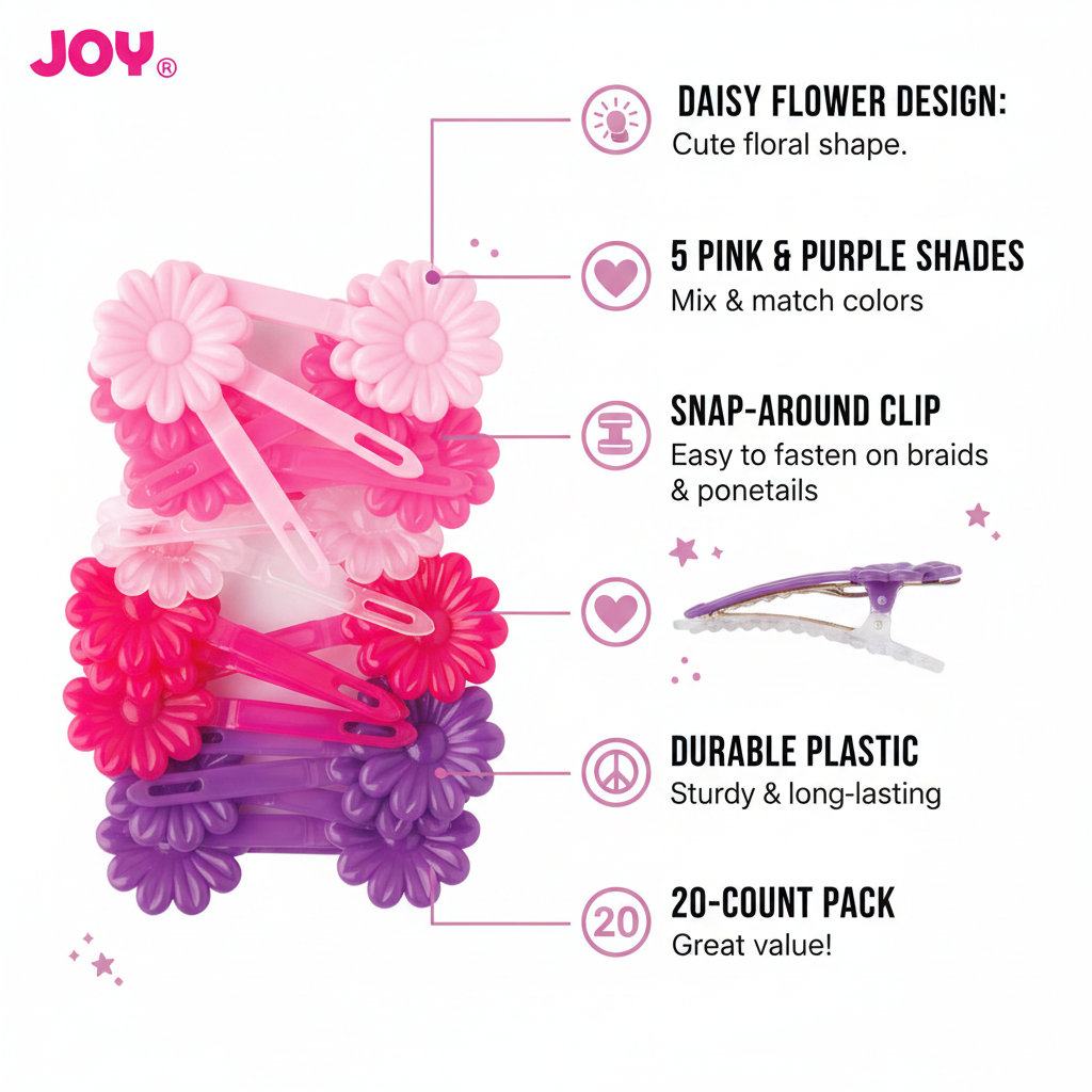 Joy Daisy Barrette 20ct Assorted