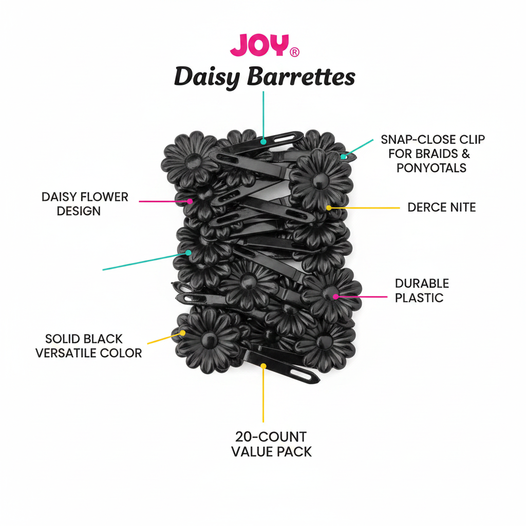 Joy Hair Barrettes Black Daisy