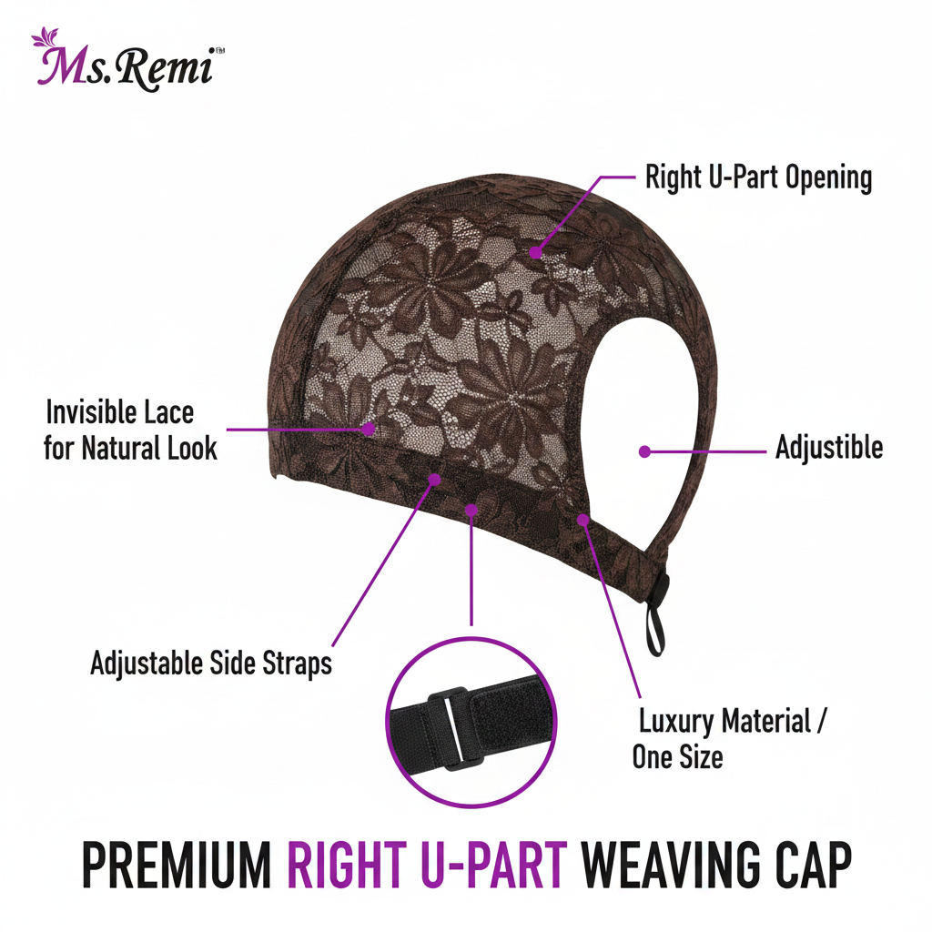 Ms. Remi Right U-part Weaving Cap, 1 Count, Brown