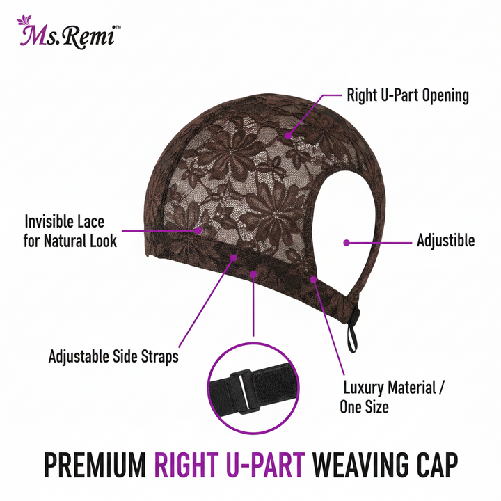 Ms. Remi Right U-part Weaving Cap, 1 Count, Brown