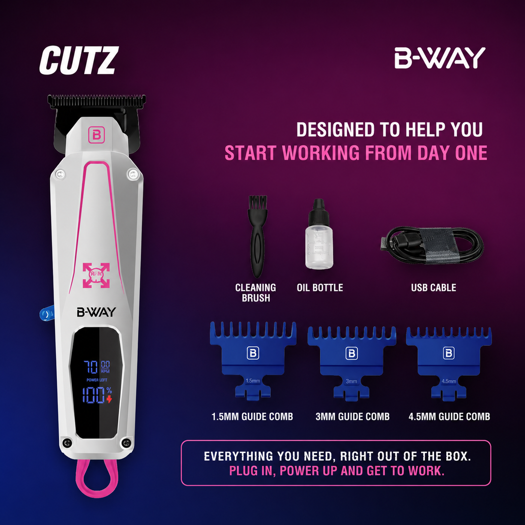 B-WAY CUTZ White Professional Cordless Trimmer – 7,000 RPM