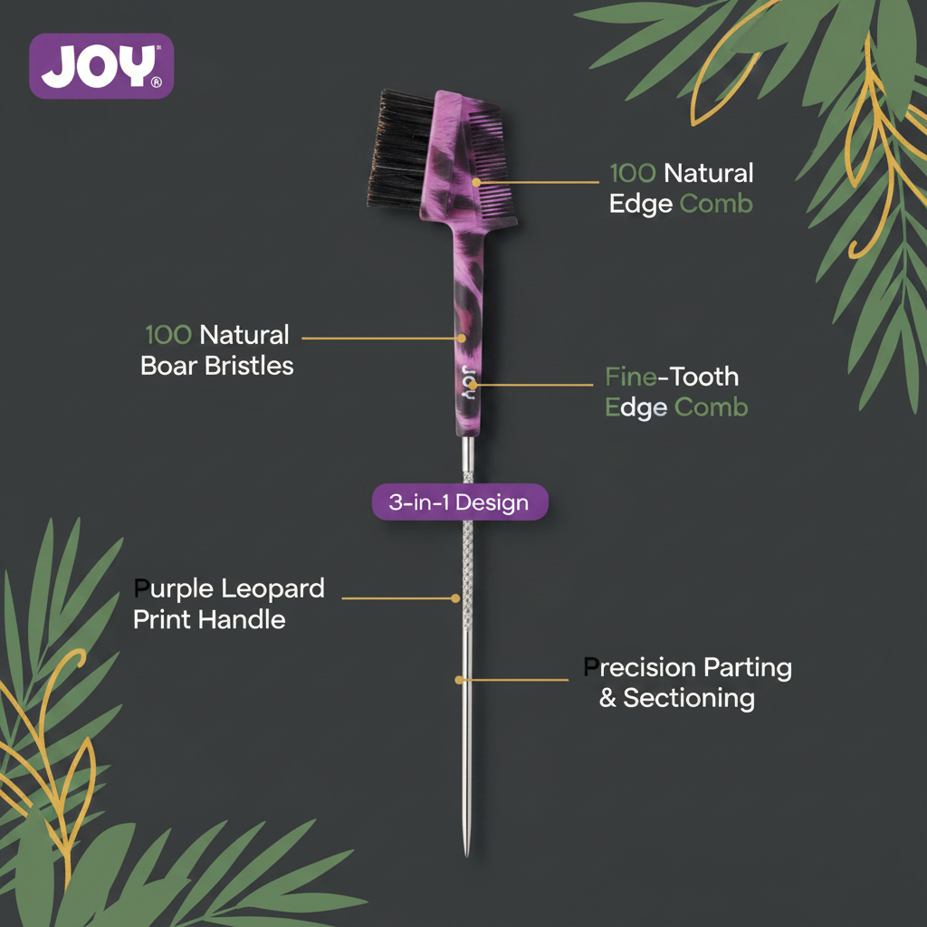 Joy 3-in-1 Pintail Edge Brush & Comb, 1 Count, Assorted Animal Patterns
