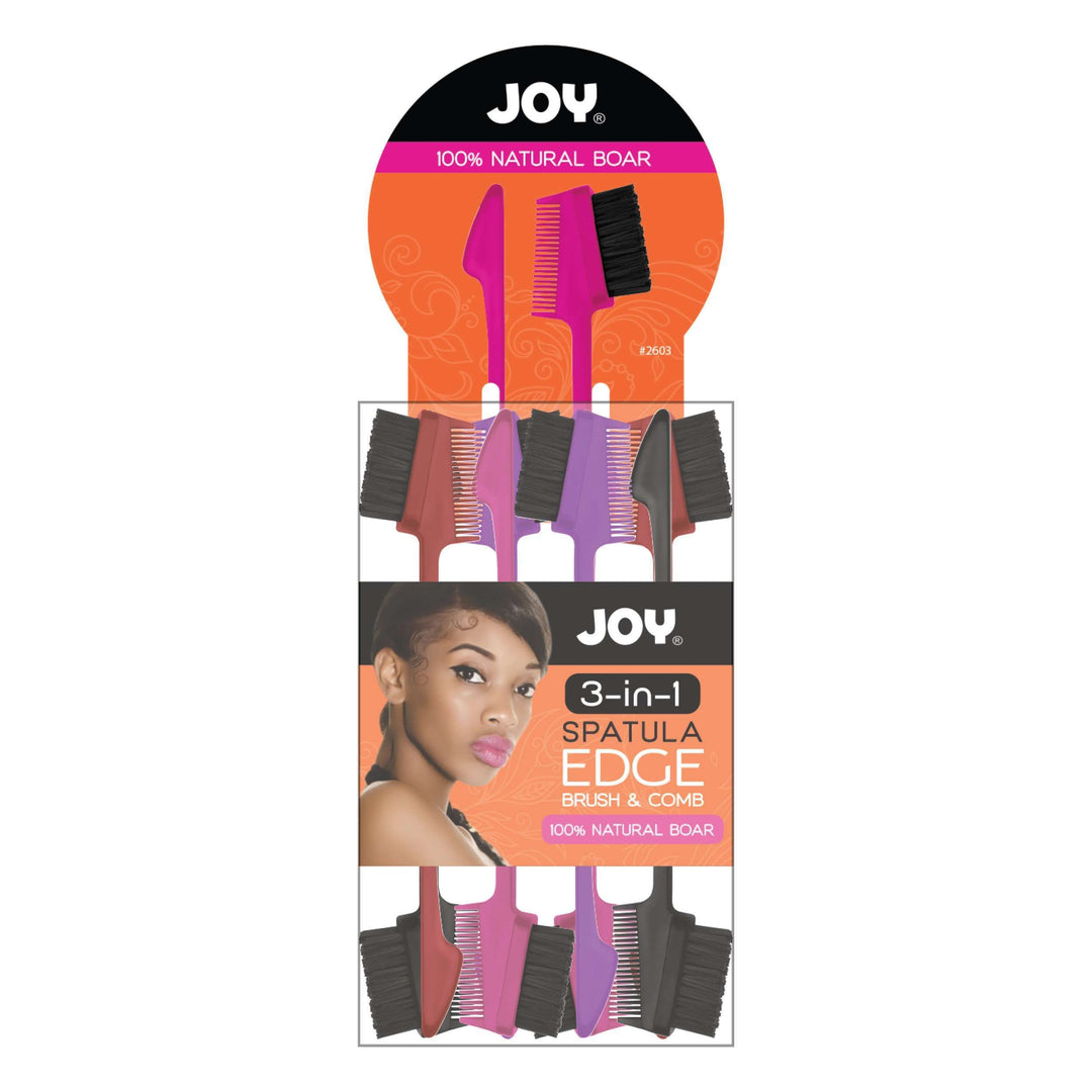 Joy 3 in 1 Spatula Edge Brush & Comb Jar, 24 Count, Assorted Colors