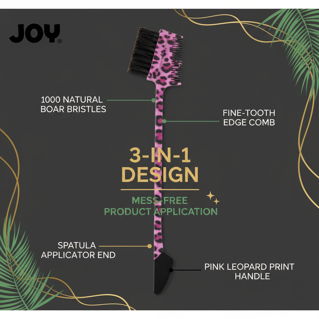 Joy 3-in-1 Spatula Edge Brush & Comb, 1 Count, Assorted Animal Patterns