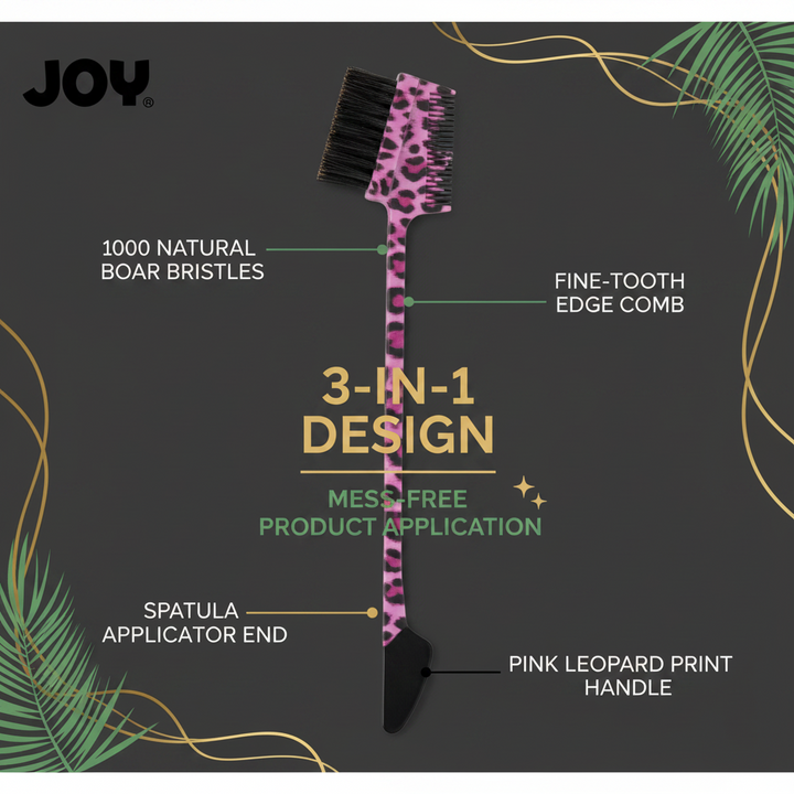 Joy 3-in-1 Spatula Edge Brush & Comb, 1 Count, Assorted Animal Patterns