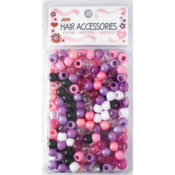 Joy Round Hair Beads Large, 240 Count, Purple & Pink Assorted