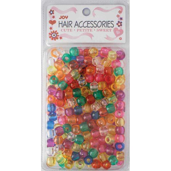 Joy Round Hair Beads Large, 240 Count, Clear Assorted Colors