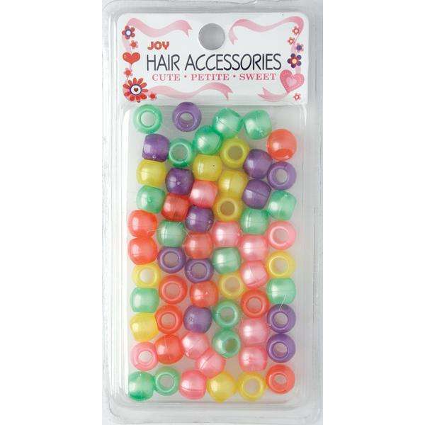 Joy Round Hair Beads Large, 60 Count, Assorted Pastel