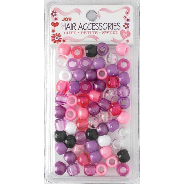 Joy Round Hair Beads Large, 60 Count, Purple & Pink Assorted