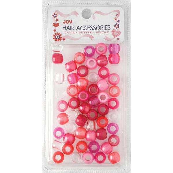 Joy Round Hair Beads Large, 60 Count, Pink & Purple Assorted