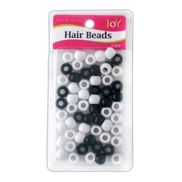 Joy Round Hair Beads Large, 60 Count, 60Ct Black and White