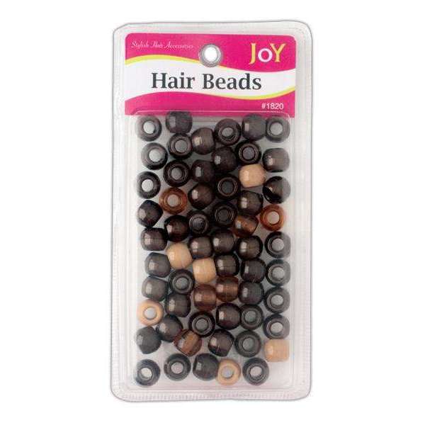 Joy Round Hair Beads Large, 60 Count, Black & Brown Assorted