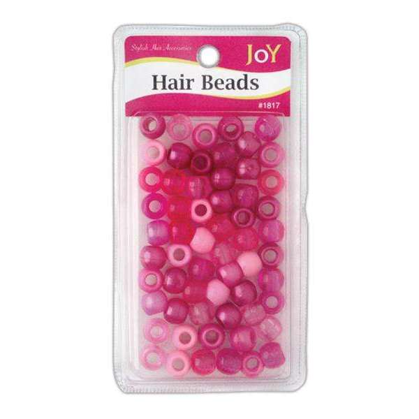 Joy Round Hair Beads Large, 60 Count, Pink Clear Asst