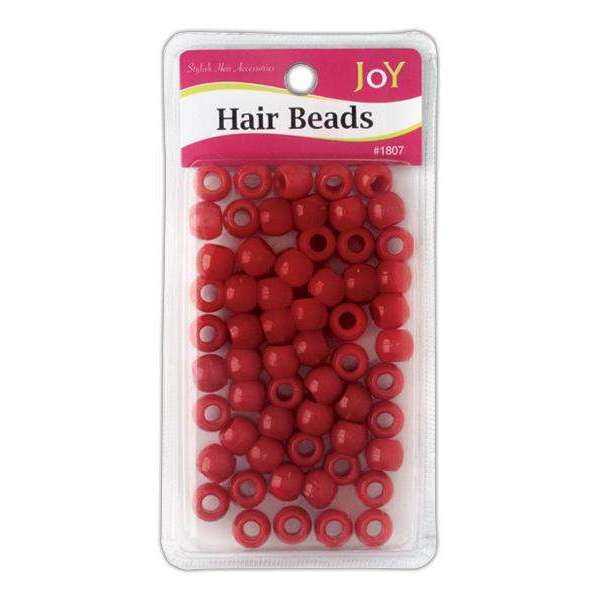 Joy Round Hair Beads Large, 60 Count, Red