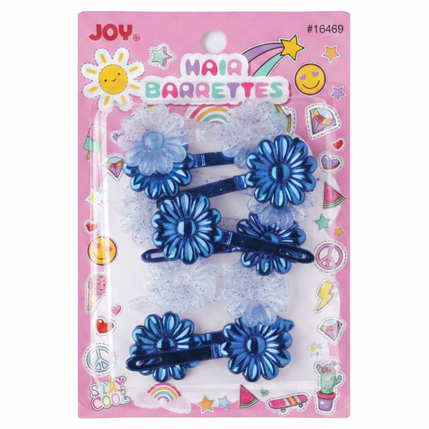 Joy Daisy Barrette 12ct Asst Blue