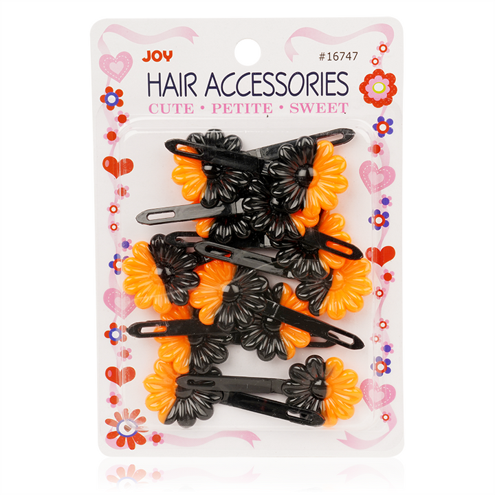 Joy Daisy Barrettes, 12 Count, Black & Orange