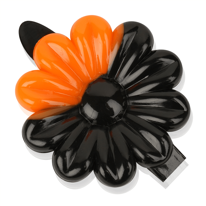 Joy Daisy Barrettes, 12 Count, Black & Orange