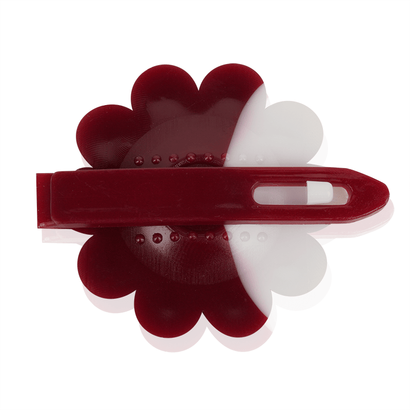 Joy Daisy Barrettes, 12 Count, White & Maroon