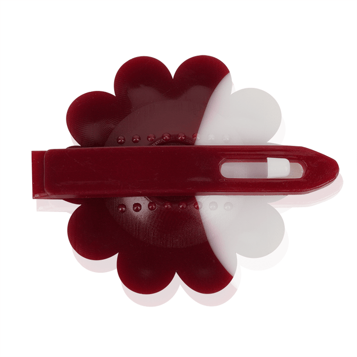 Joy Daisy Barrettes, 12 Count, White & Maroon
