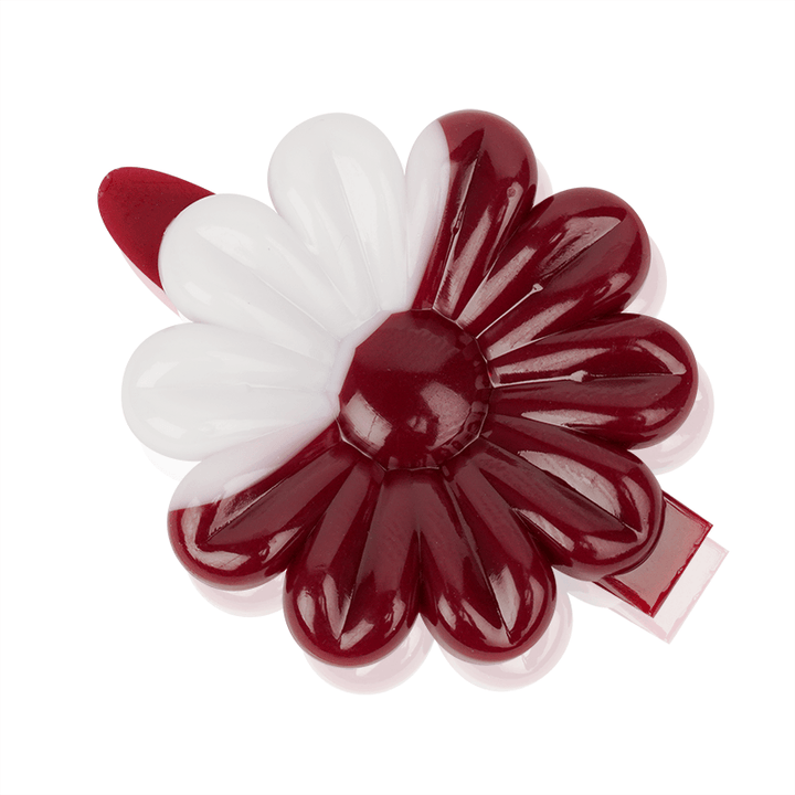 Joy Daisy Barrettes, 12 Count, White & Maroon