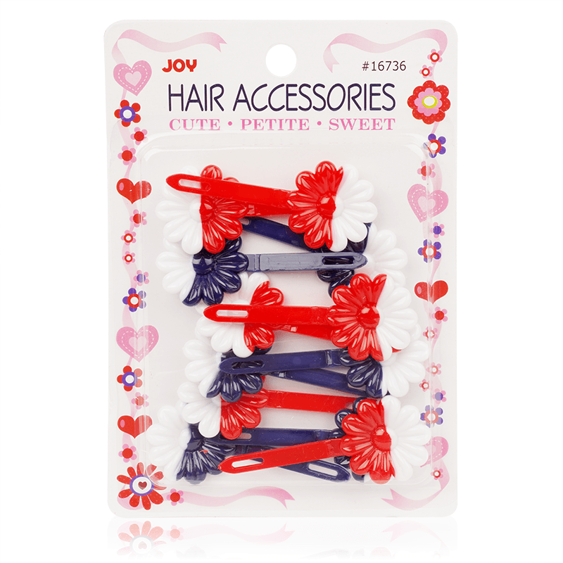 Joy Daisy Barrettes, 12 Count, Navy & Red