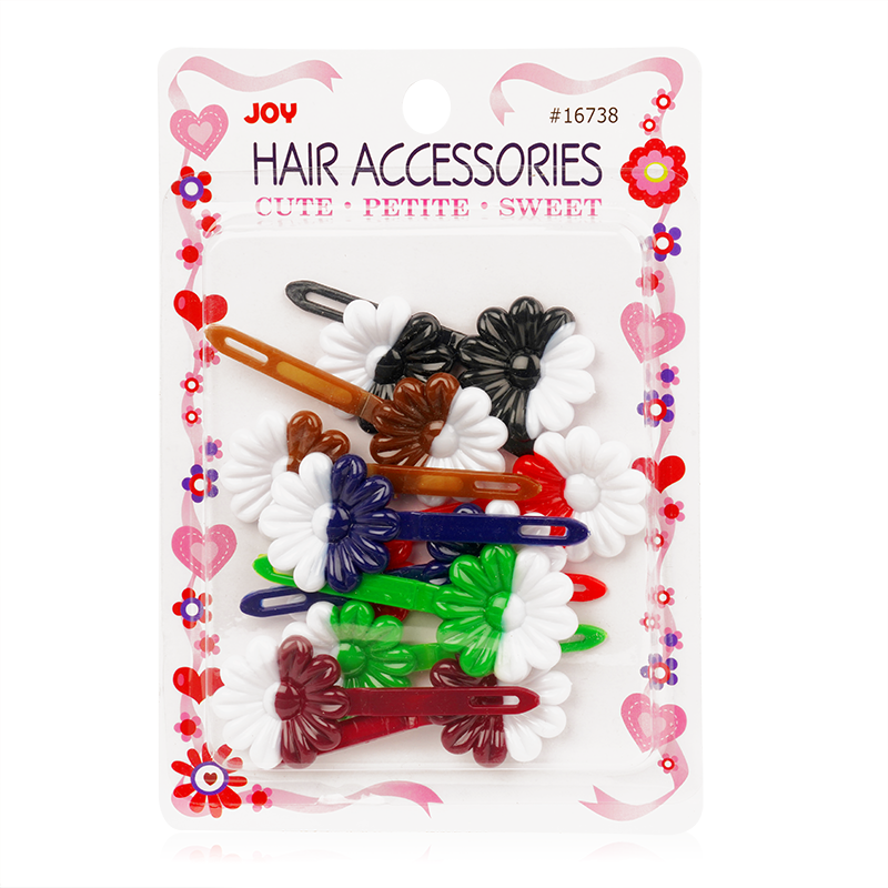 Joy Daisy Barrettes, 12 Count, Two Tone Assorted