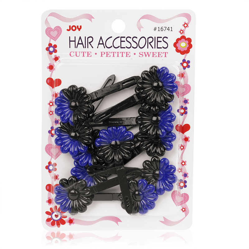 Joy Daisy Barrettes, 12 Count, Black & Blue