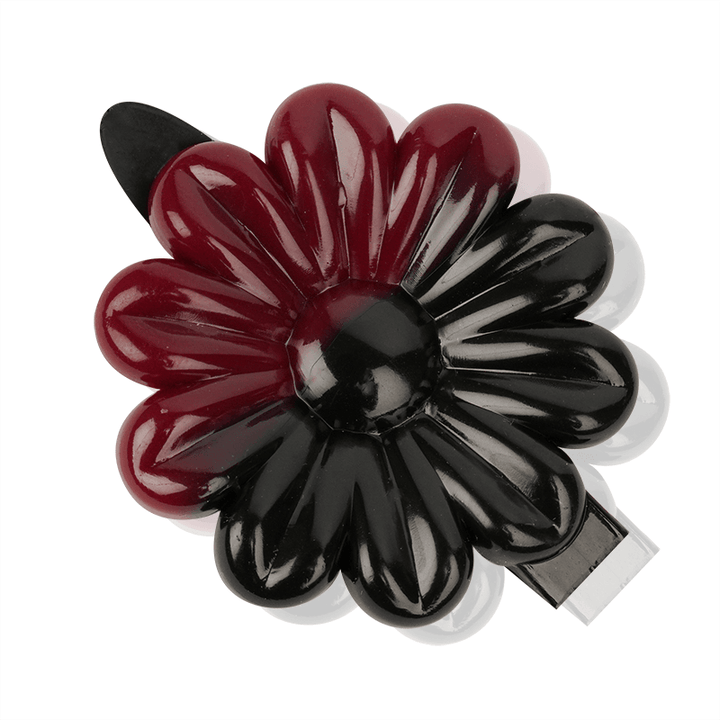 Joy Daisy Barrettes, 12 Count, Black & Dark Red