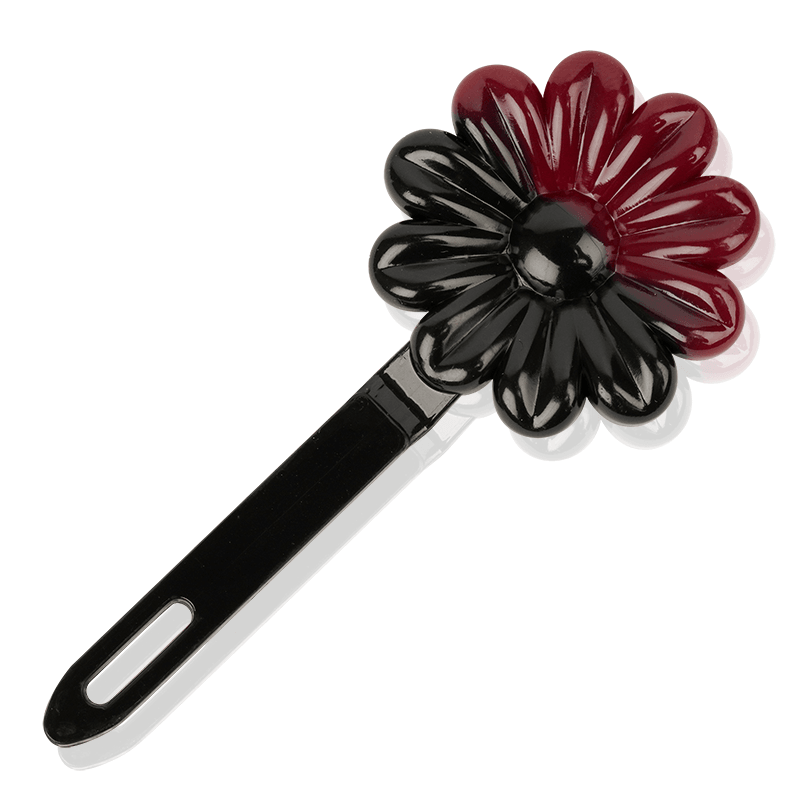 Joy Daisy Barrettes, 12 Count, Black & Dark Red