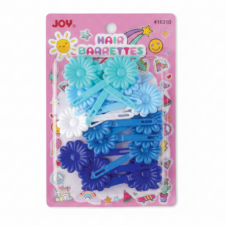 Joy Daisy Hair Barrettes, 10 Count, Assorted Blues