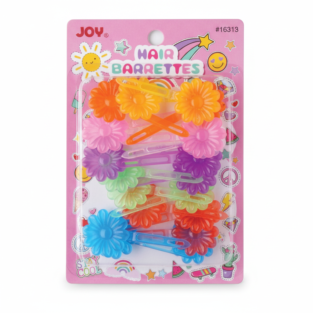 Joy Daisy Hair Barrettes, 10 Count, Assorted Clear