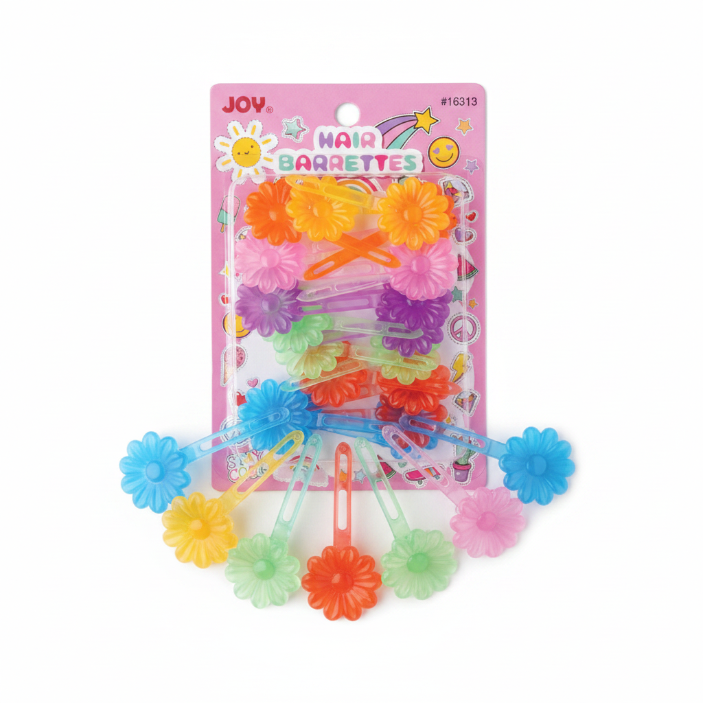 Joy Daisy Hair Barrettes, 10 Count, Assorted Clear