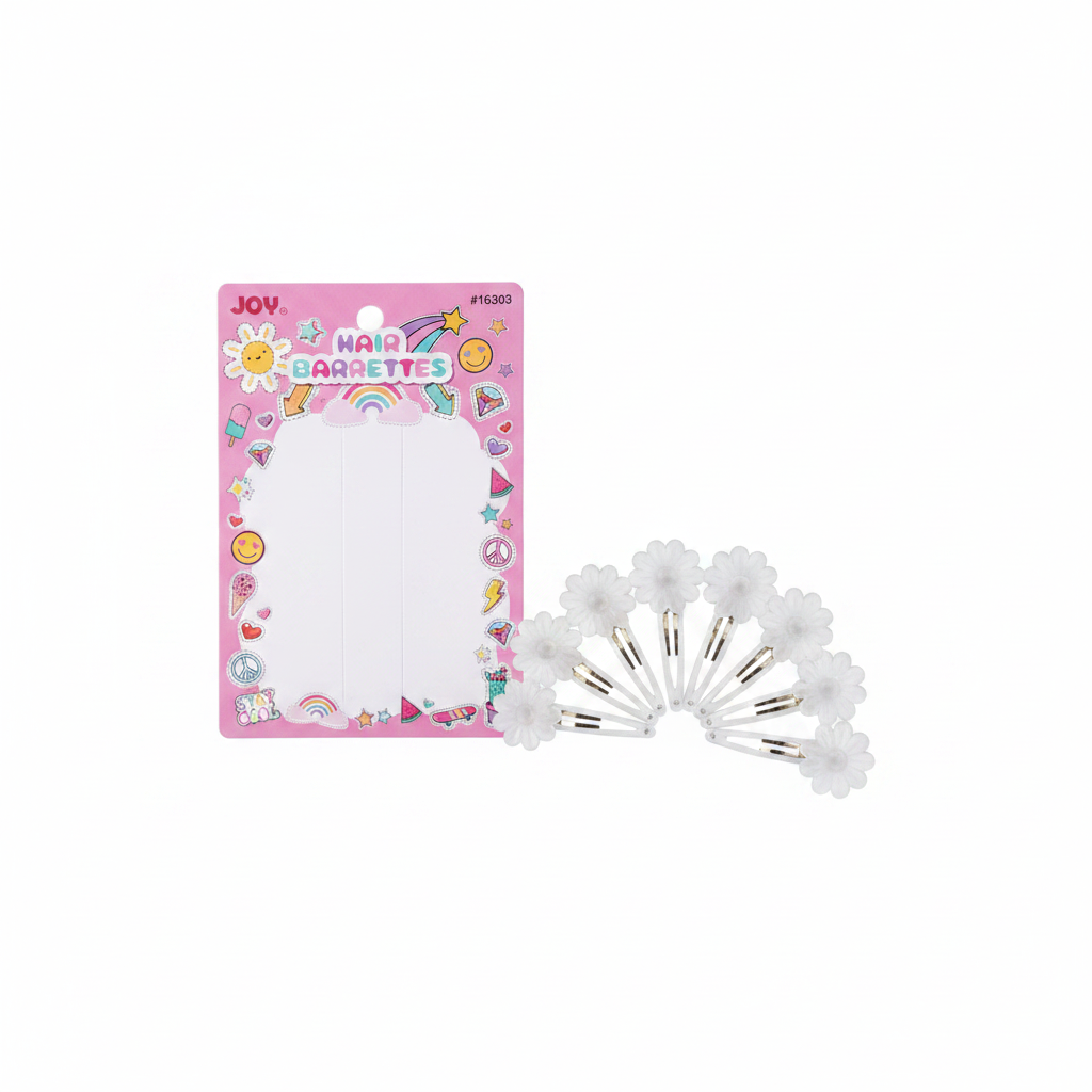 Joy Daisy Hair Barrettes, 10 Count, Frosted Clear