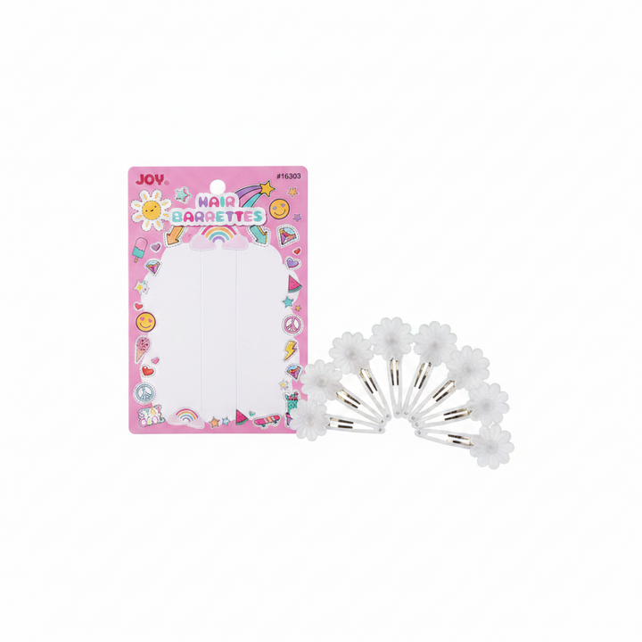 Joy Daisy Hair Barrettes, 10 Count, Frosted Clear