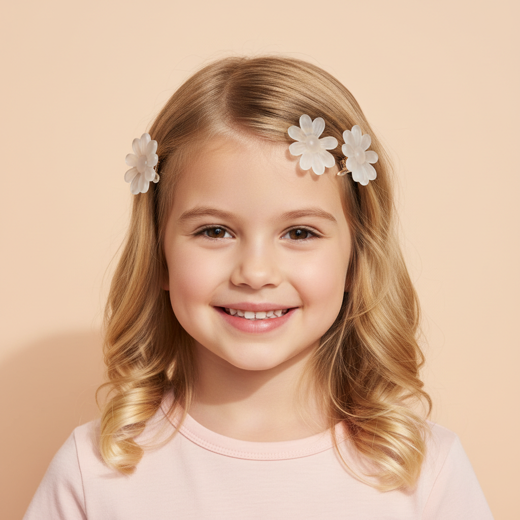 Joy Daisy Hair Barrettes, 10 Count, Frosted Clear
