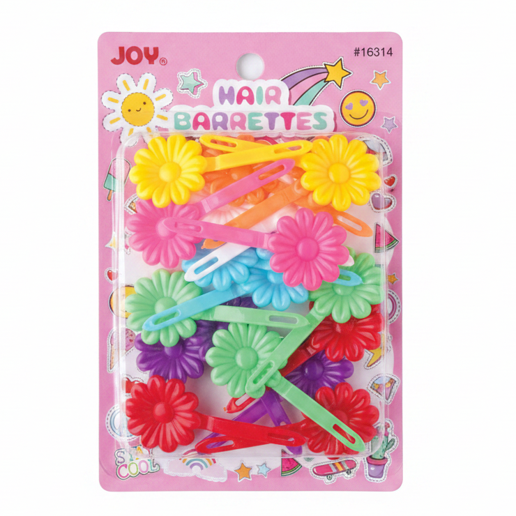 Joy Daisy Hair Barrettes, 10 Count, Rainbow