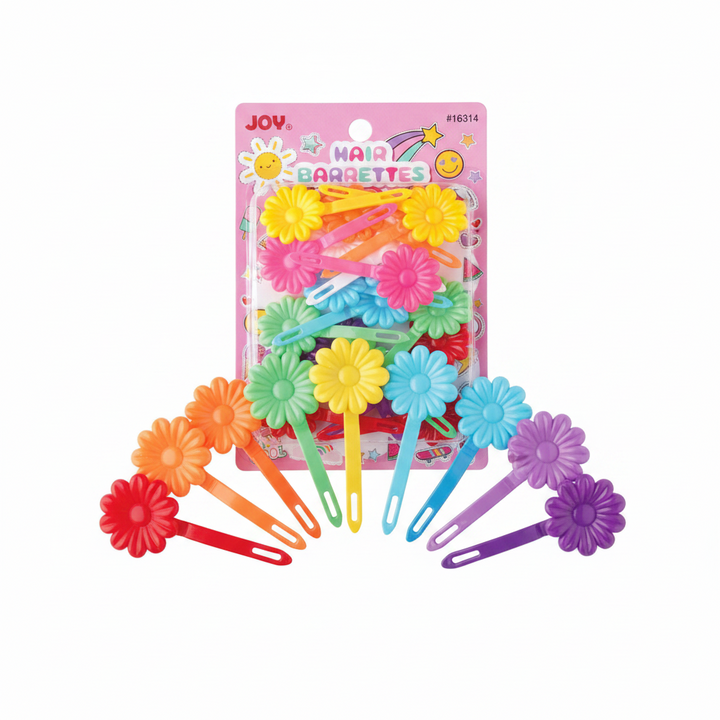 Joy Daisy Hair Barrettes, 10 Count, Rainbow