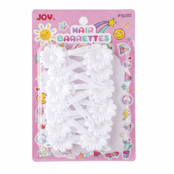 Joy Daisy Hair Barrettes , 10 Count, White
