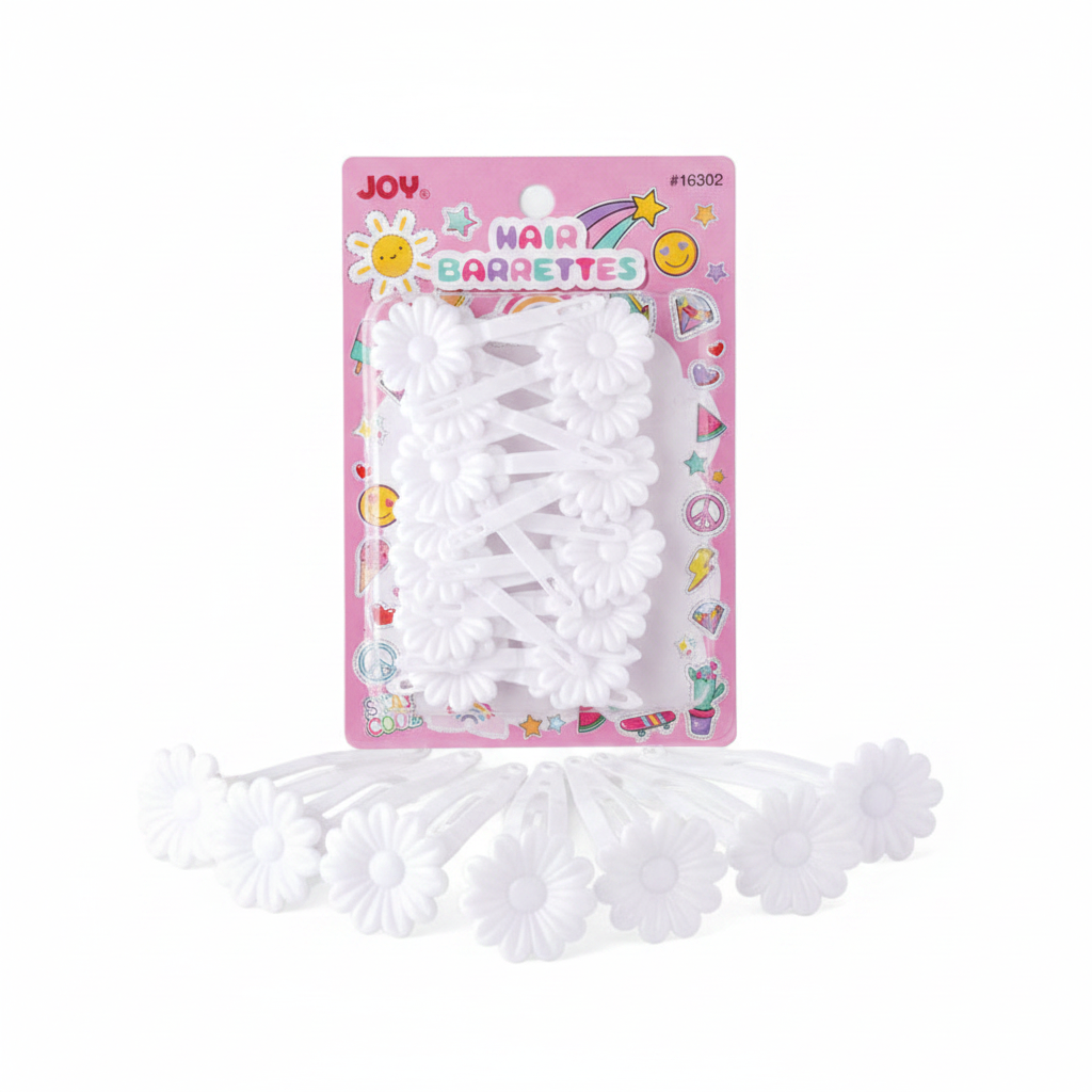 Joy Daisy Hair Barrettes , 10 Count, White