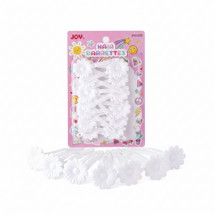 Joy Daisy Hair Barrettes , 10 Count, White