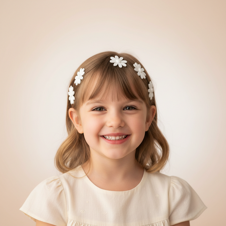 Joy Daisy Hair Barrettes , 10 Count, White