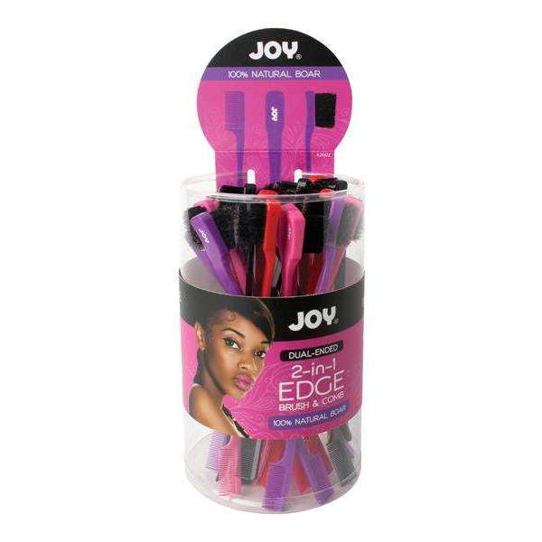 Joy Double-Sided Edge Brush & Comb Display, 24 Count Jar, Assorted Colors