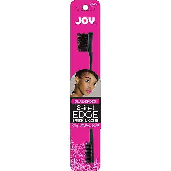 Joy Double-Sided Edge Brush and Comb, 1 Count, Black