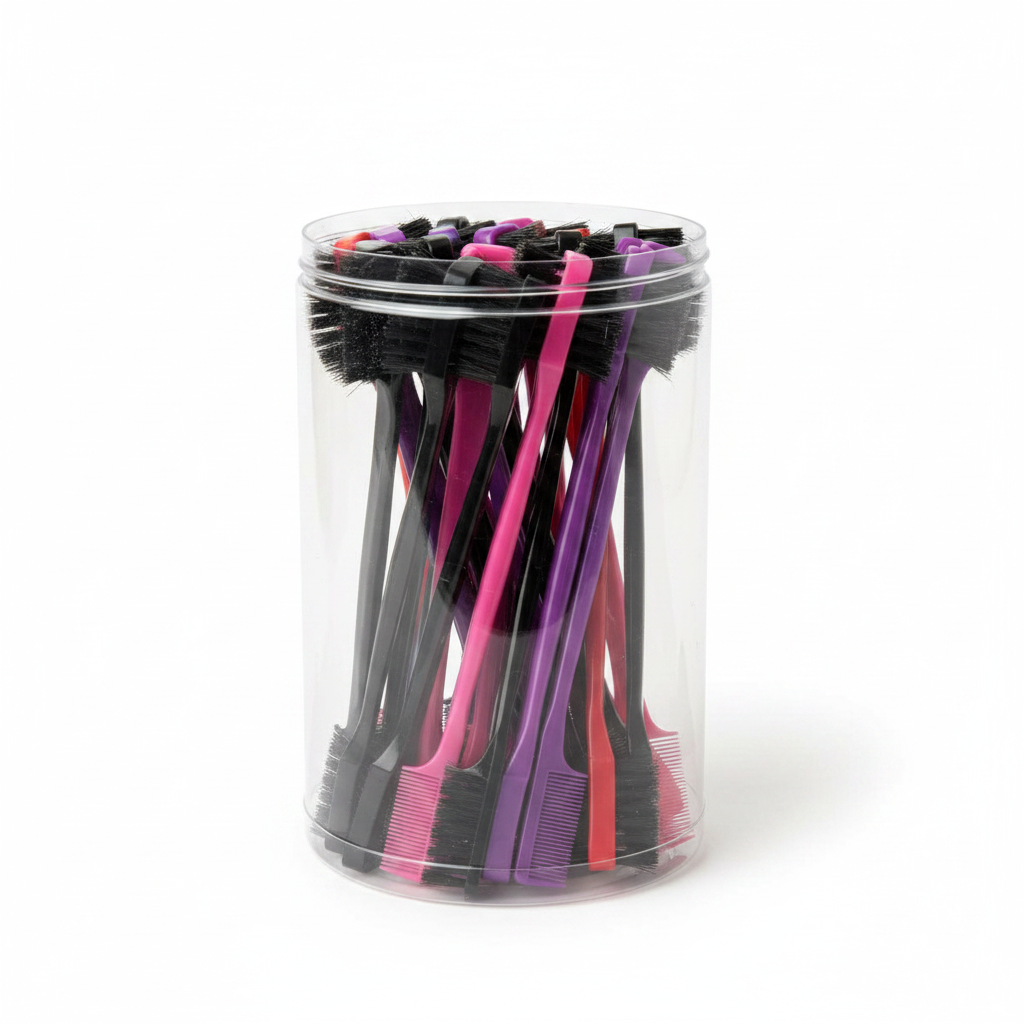 Joy Double-Sided Edge Brush & Comb Display, 24 Count Jar, Assorted Colors