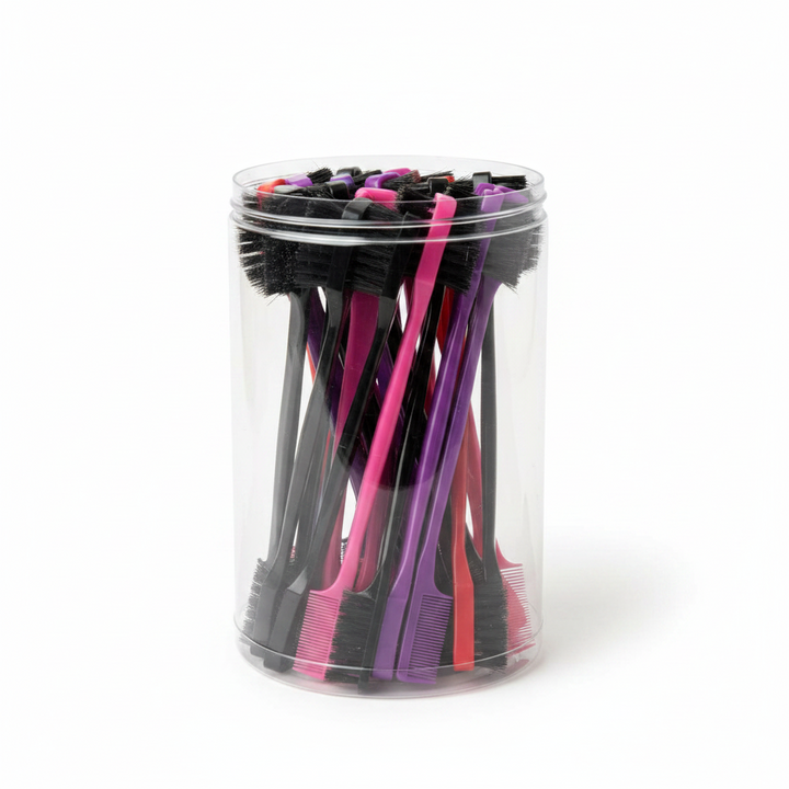 Joy Double-Sided Edge Brush & Comb Display, 24 Count Jar, Assorted Colors